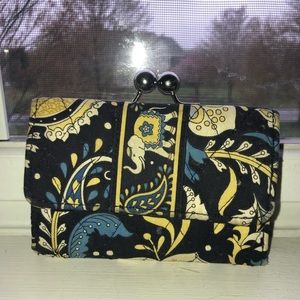 Vera Bradley elephant navy and yellow wallet